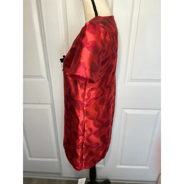 Show Me Your Mumu Jeanette Dress‎ NWT XS Red Jacquard Mini Velvet Bow What Fun - Image 3