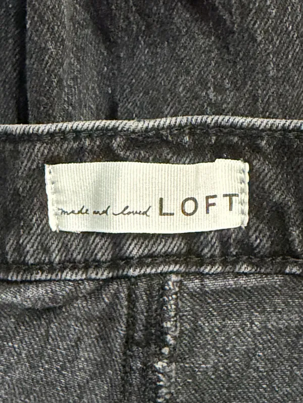 LOFT The 90s Straight Leg Jeans Washed Black Distressed High Rise Size 27 Petite - Image 3