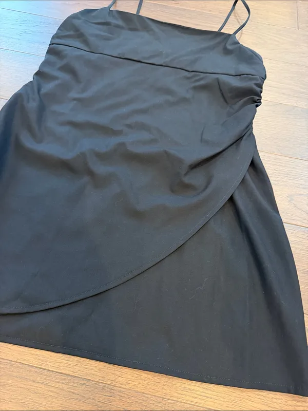 ZARA Woman Black Strappy Mini Dress Straight Neck Large - C30-109 - Image 2