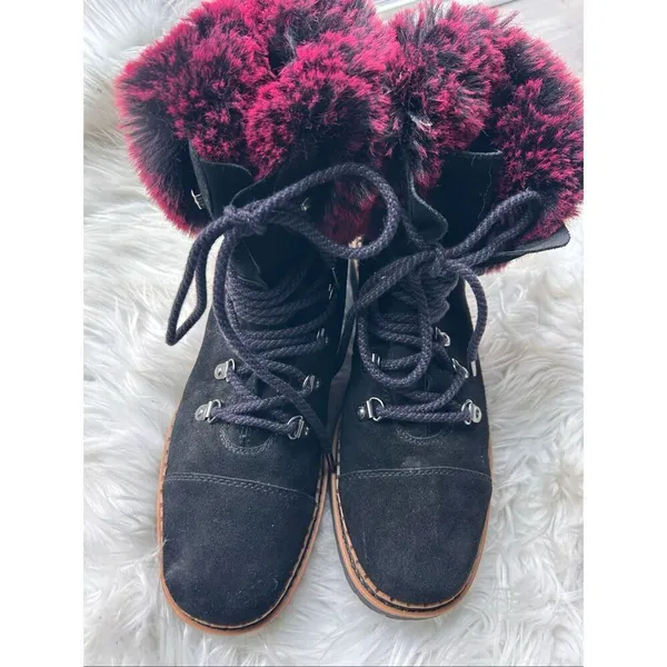 SAM EDELMAN Bowen $300 Suede Fur Collar Hiking Boots Booties Women's 9 - Image 7