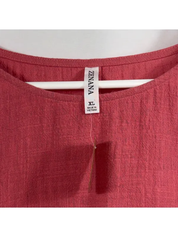 Zenana 100% Cotton Oversized Gauze Tunic Top Coral Pink XL - Image 3
