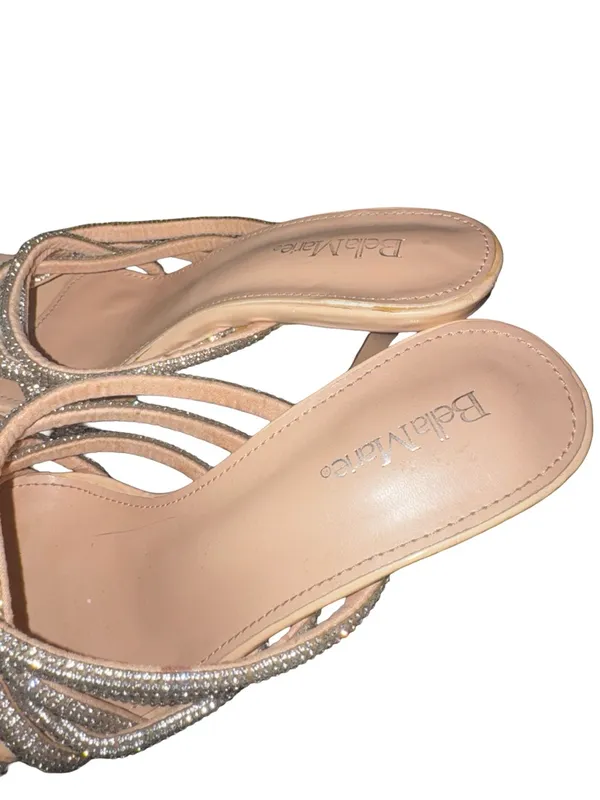 Bella Marie Blush Nude Rhinestone Strappy Mid-Heel Sandals - Image 7