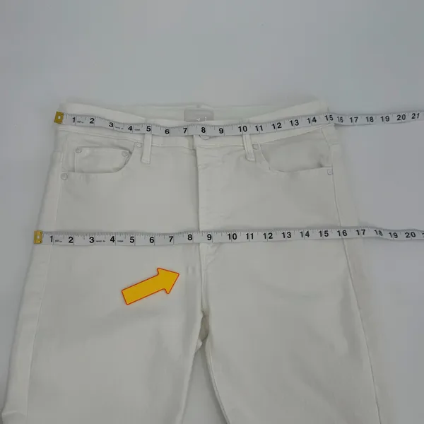 Mother Jeans Women’s 29 White Denim the Insider Crop Step Fray 27” FLAW - Image 3