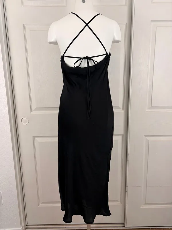 Urban Outfitters black criss-cross back maxi slip dress - Image 6