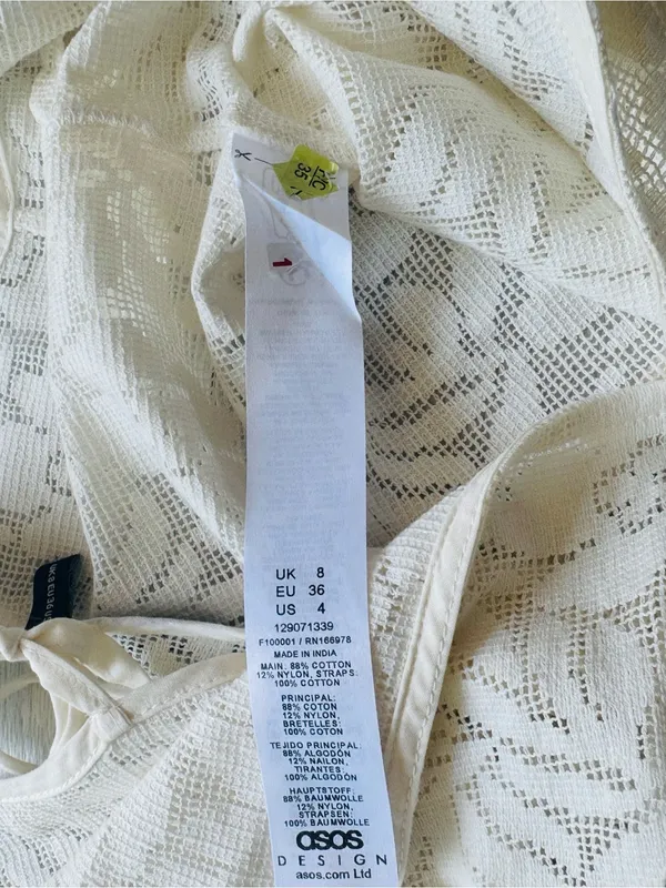 ASOS Womans Size 4 See Through,beach summer, jumpsuit wide leg in cream color - Image 12