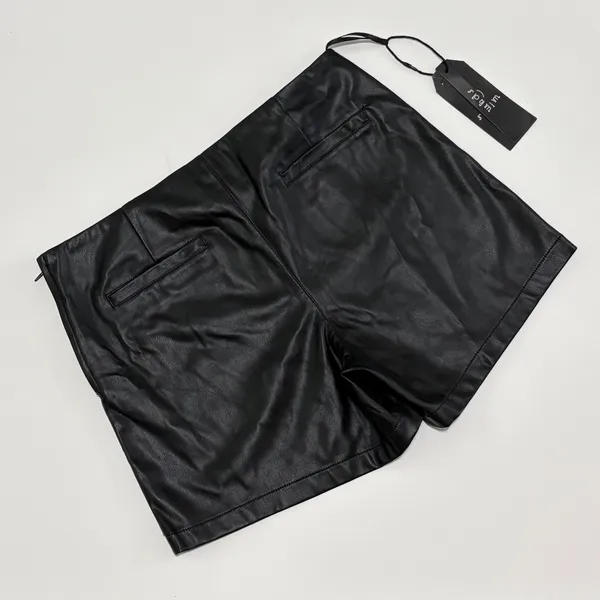 SPYM Faux Leather Skort XL Black Asymmetrical Wrap Front High Waisted Mini - Image 8