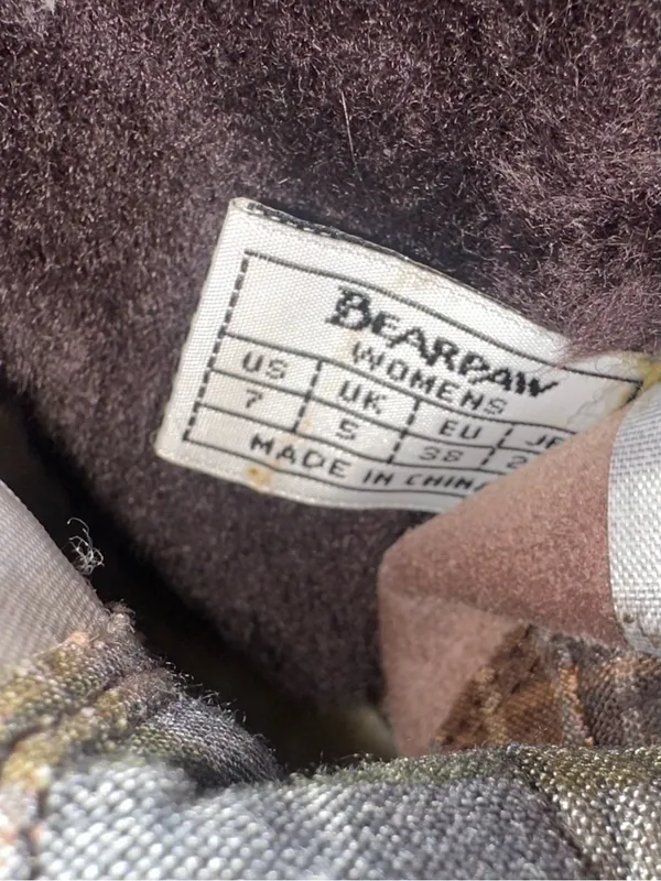 BEARPAW Kayla Women 7 Brown Suede Shearling Fur Cuff Lace Up Plaid Winter Boots - Image 9