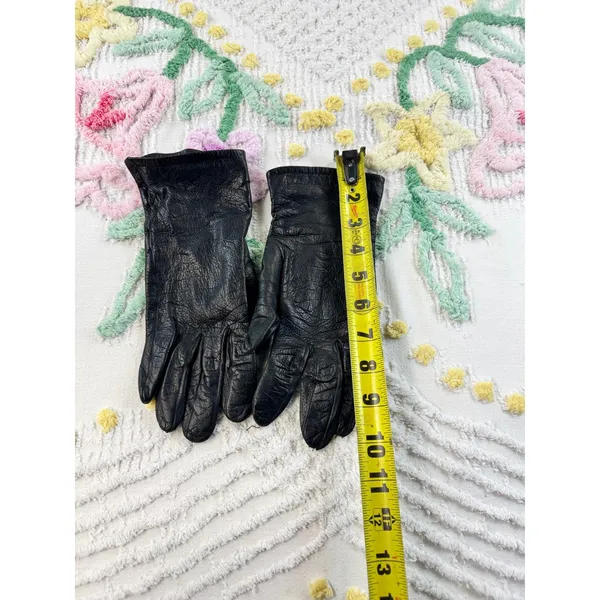 Loewe Vintage Black‎ Leather Gloves Made in Spain Luxury Winter Accessories - Image 5