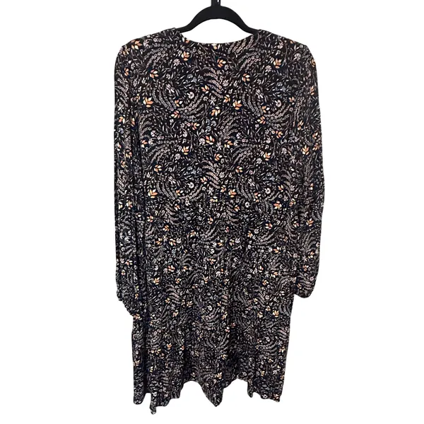 Maeve Anthropologie Amber Tiered Tunic Dress Black Floral Size XL Long Sleeve - Image 3