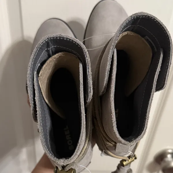 NWOB Sorel Farah Slate Gray Waterproof Suede Short Boots Ankle Minimalist Gorp‎ - Image 5