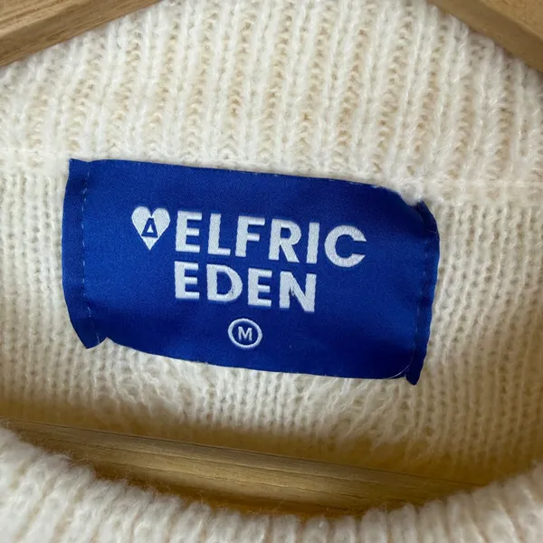 Aelfric Eden Cream Cable Knit‎ Sweater Medium Fisherman Minimalist Cozy Neutral - Image 7
