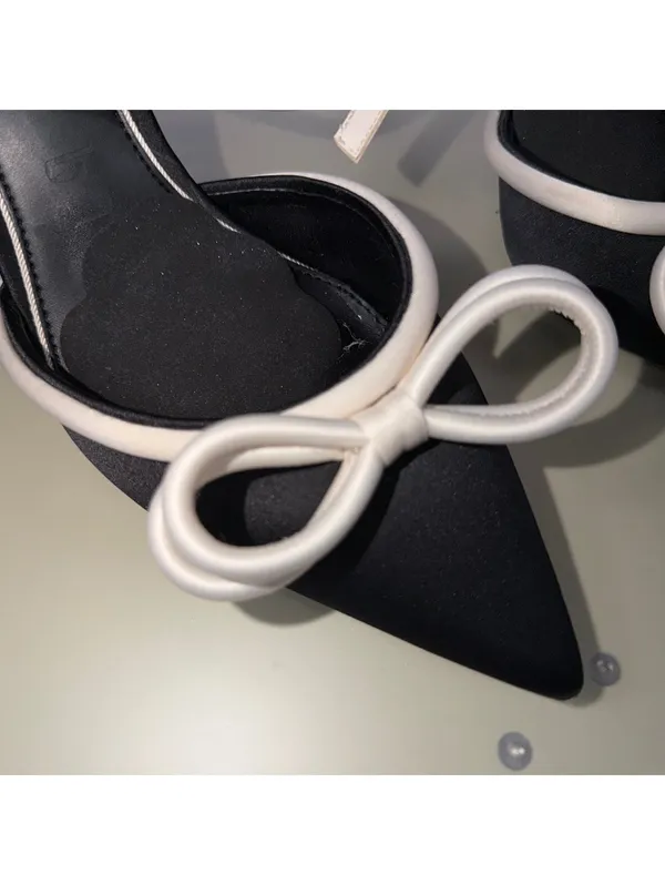 Gianni Bini Black White Bow Slingback Heels 10M - Image 3