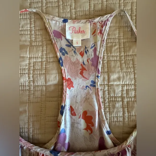 Parker Floral Racerback Silk Spaghetti Strap Mini Dress Size S - Image 8