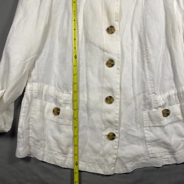 Coldwater‎ Creek Cream 100% Linen Button Front Utility Jacket Women Size 4-6 - Image 8