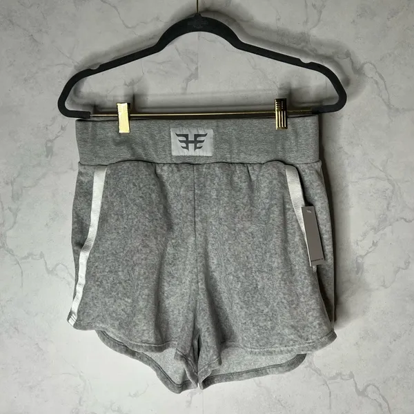 Revolve Heroine Sport Velour Velvet Grey Boost Pull on Shorts - Image 4