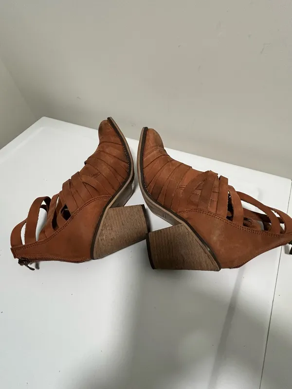 Free People Hybrid Strappy Leather Booties Terracotta Tan Size 9 - 9.5 US 40 EU - Image 11