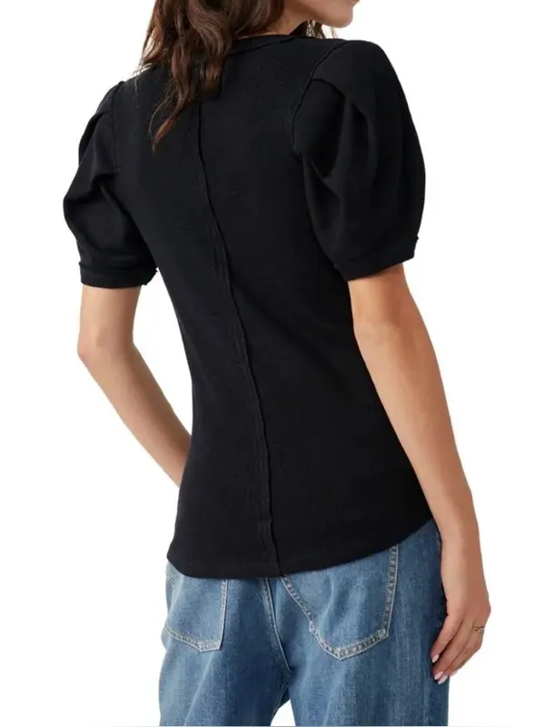 Free People We The Free Papaya Puff sleeve tee sz M - Image 6