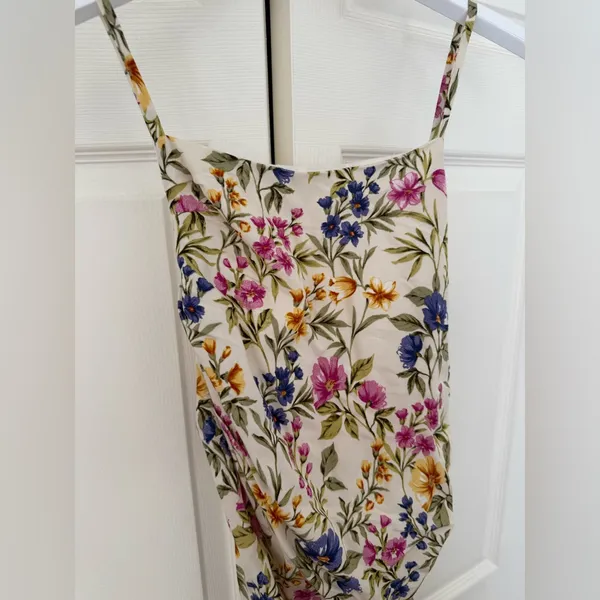en saison Valeria Mini Dress Cream Multi-Color Floral Criss Cross Back Small - Image 6