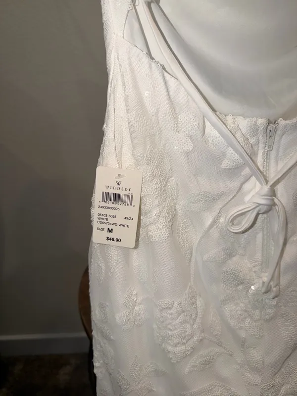 Brand New Windsor Floral Sequin Lace Up Mini Dress Size Medium - Image 3