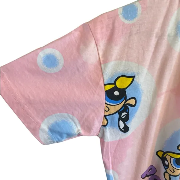 Powerpuff Girls Pink lady Vintage 90s Cotton T-shirt dress Graphic Tee Dress - Image 5