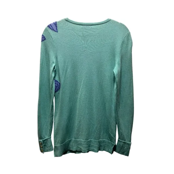 Lilly Pulitzer Charter Aqua Sweater Palm Leaf Design Wool Blend Long Sleeve Size - Image 3