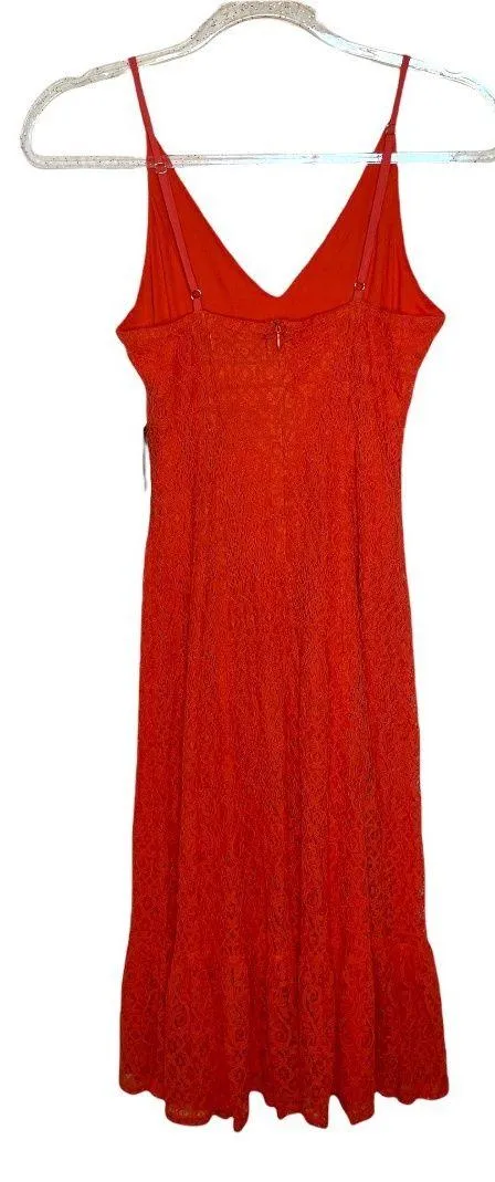 Lulus Happy Glow Lucky Orange Lace Midi Dress - Image 3