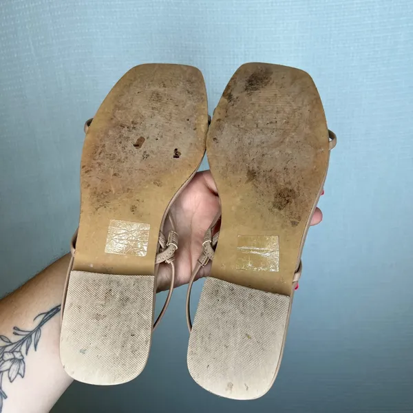 Steve Madden Lynley Flat Nude‎ Thong Strap Square Toe Sandal Flats Size 8.5 - Image 5