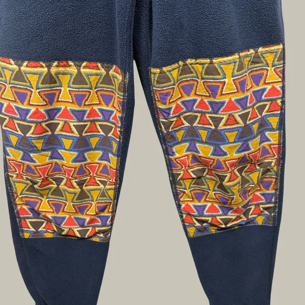 Patagonia Women's Fleece Jumpsuit Small Navy Geometric Cabincore Outdoor Lounge - Image 11