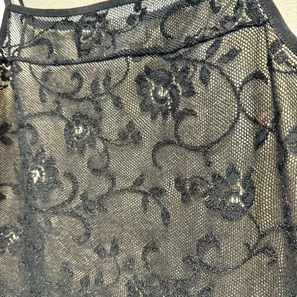 Vintage 90s Express Tricot Black Floral Mesh Lace Cami Top M - Image 3