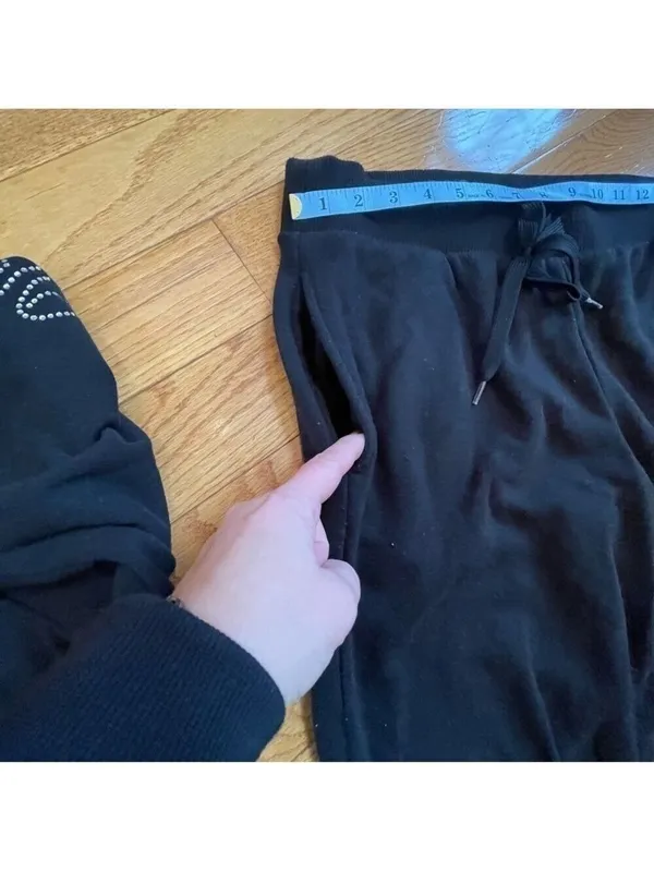 Victoria's Secret Black Loungewear sweatpants w embellishments Sz M Casual - Image 6