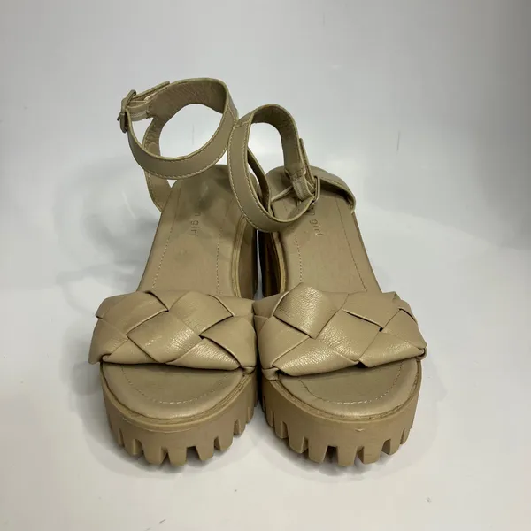 Madden girl lug sole Woven Leather sandals tan women's size 9 punk trendy‎ - Image 2