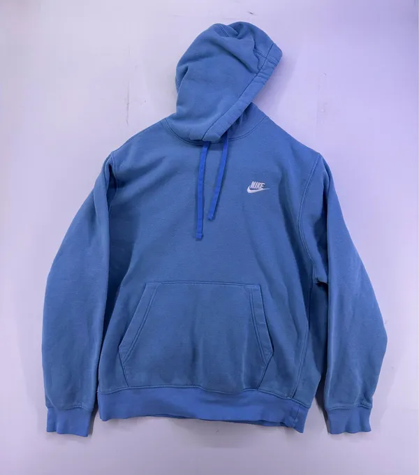 Vintage Nike Light Blue Hoodie Size Medium - Image 2