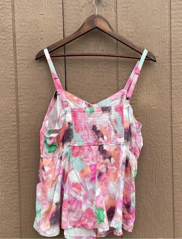 Torrid Womens Shirt Tank Multi Color Watercolor Twill Fit and Flare 12 Large - Image 4