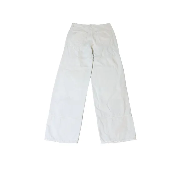 Agolde Size 27 Jeans White Cream Tanis Utility Jean 100% Cotton Cargo Wide Leg - Image 9
