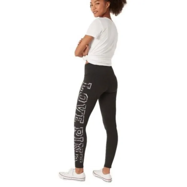 NWOT PINK Victoria’s Secret Black High Rise Leggings Silver Logo Sz XXL RARE - Image 2
