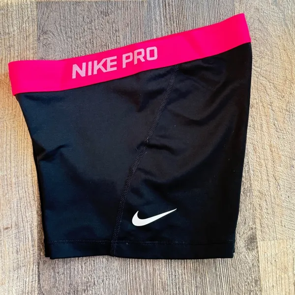 Nike, Nike Pro Athletic Compression Shorts Black with Pink Waistband Sz S - Image 3