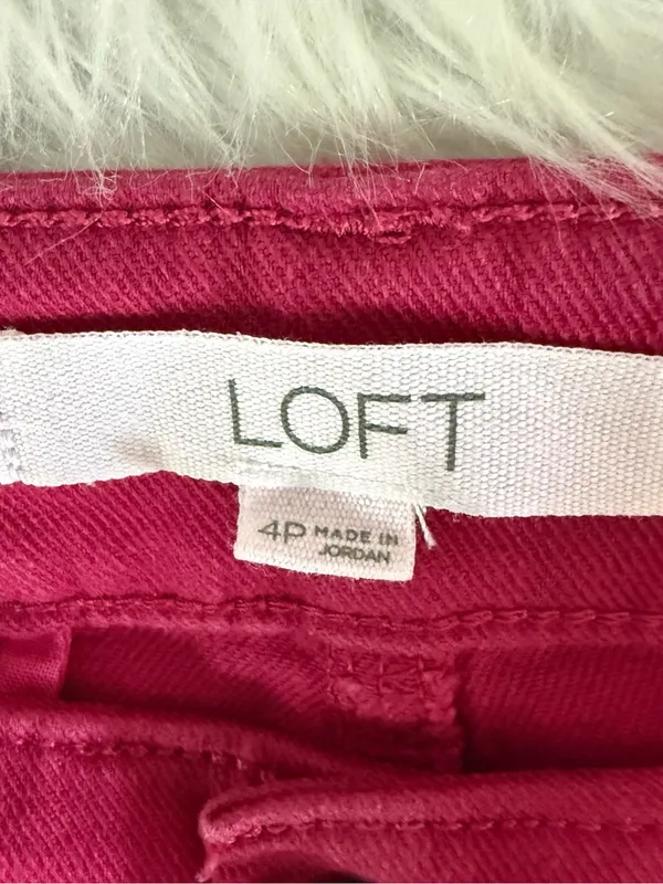 LOFT Palmer Wide Leg Pink Jeans 4 Petite High Rise Stretch Pants - Image 4