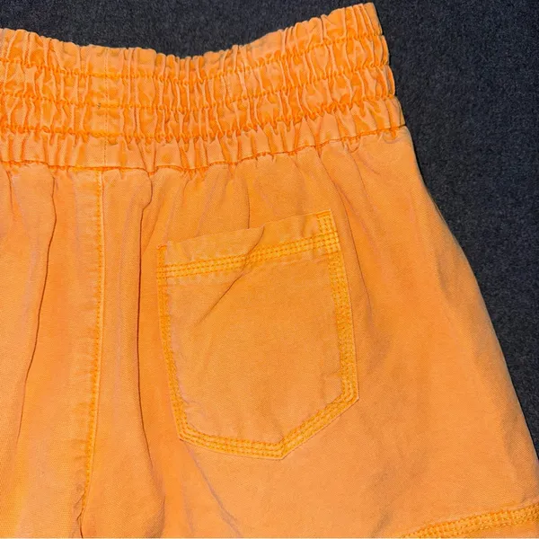 Aerie Babewatch High Waisted Shorts Small Peach Orange Pull On Summer Smocked - Image 5
