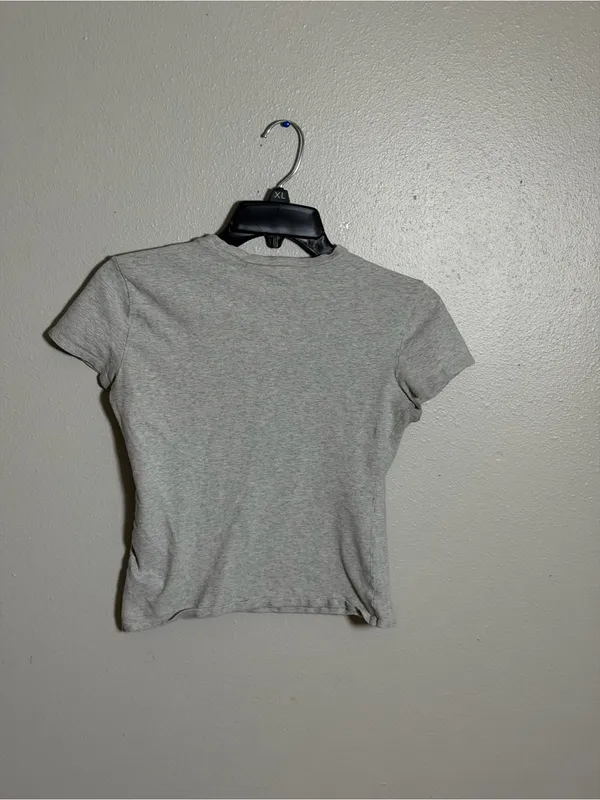 Abercrombie & Fitch Women Baby Tee‎ Essentials Light Gray Crewneck Minimalist M - Image 4