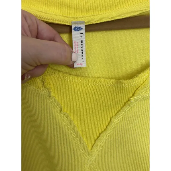 Free People FP Movement Yellow Rugby Match Long Sleeve Oversized Shirt XS - Image 3