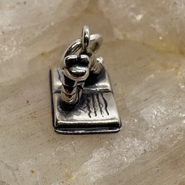 Vintage Shube Dakota West Sterling Silver Bookworm Book Charm 1.89g - Image 2