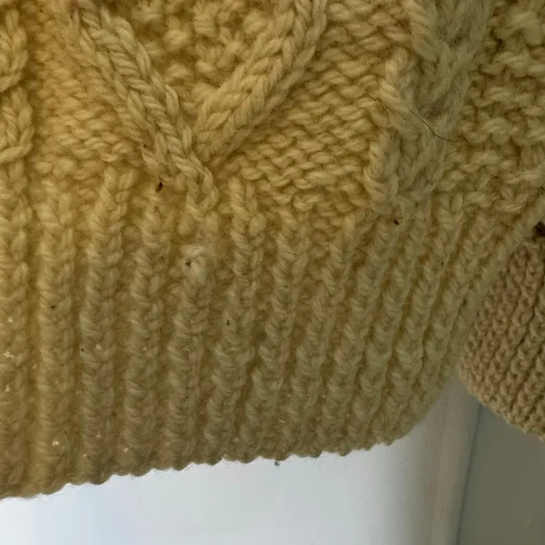 Unbranded Aran Cable Knit Wool Sweater Cream Fisherman Chunky Crewneck - Image 5