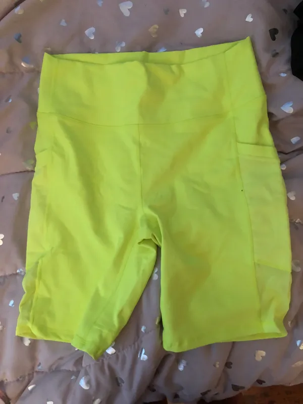 Neon Yellow Mila High Waisted Pocket Shorts - Image 3