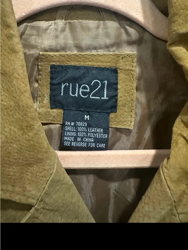 Vintage Y2K Rue21 Genuine Suede Tan Double Breasted Jacket Medium Boho - Image 6