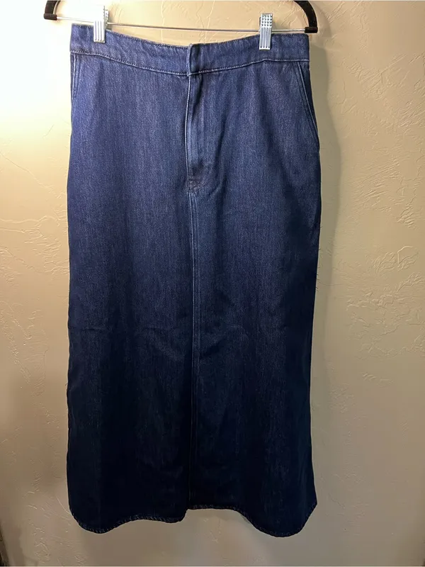 Zara Dark Wash Denim Maxi Skirt High Rise Minimalist 90s Y2K - Image 2