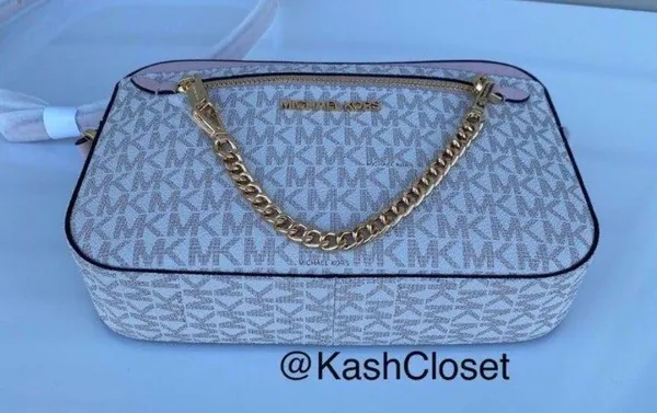 Michael Kors Powder Blush Jet Set Large Chain Crossbody Purse - Image 7