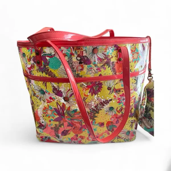 Sakroots Clear Koi Tote Shoulder Purse Coral BeachPool Bag w/Makeup Wallet‎ - Image 5