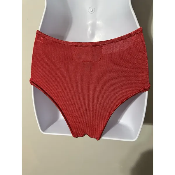 Calle‎ Del Mar Aza Ziegler Red Ribbed Knit Hot Pants Shorts – Size M - Image 4