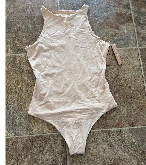 Skims Fits Everybody High Neck Bodysuit Sand Size Small - Image 4