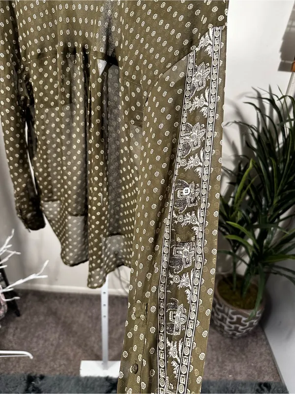 B69. Free People olive green button up blouse -oversized fit - Image 6